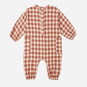 Rylee + Cru Relaxed Woven Jumpsuit Red Plaid